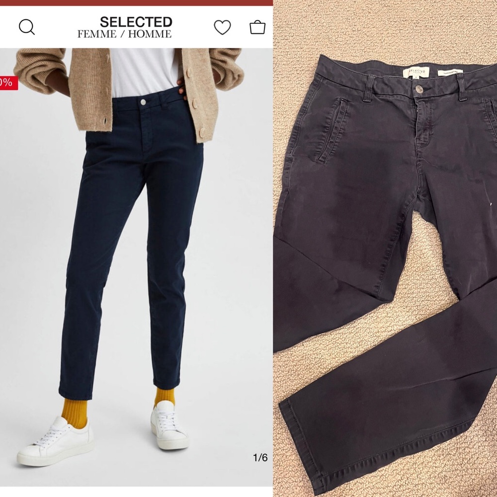 selected femme tapered chino blue grey 38